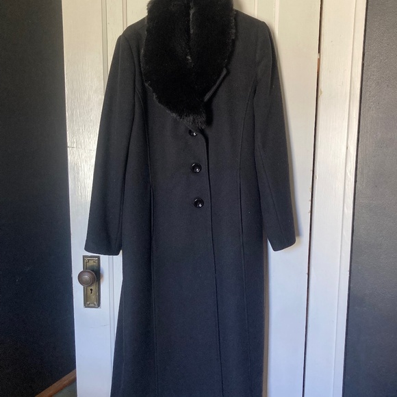 Vintage Jackets & Blazers - Vintage Wool/Cashmere Black Button Down Coat 14